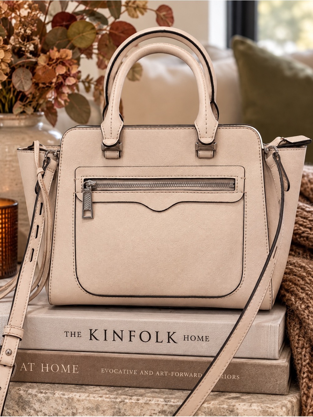 Rebecca Minkoff Mini Avery Stone Saffiano Leather Crossbody Satchel Bag